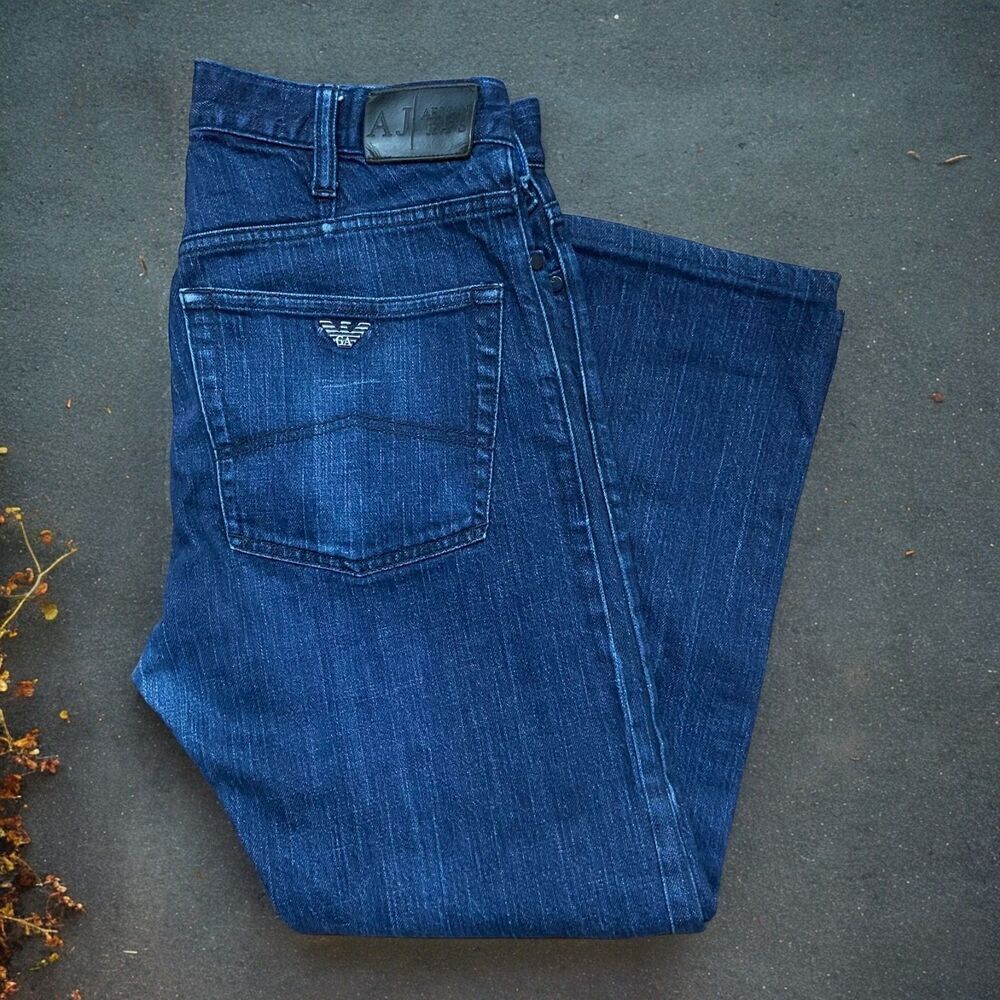 Armani J31 Comfort Straight Leg Ankle Dark Denim Jeans Women's Size 30 x 25
